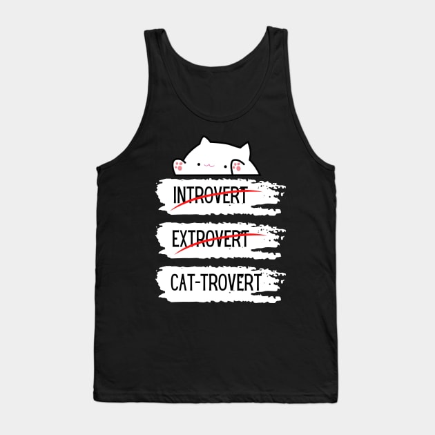 Introvert Extrovert Cat-trovert Funny Distressed Look Tank Top by Apathecary